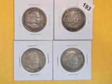 Four Columbian Commemorative Half Dollars