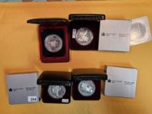 Four Canada Proof Silver Dollars