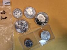 Six silver Bicentennial coins