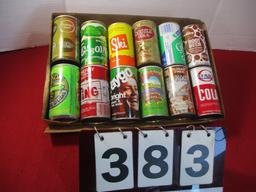 Mixed Advertising Soda/Pop Flat Top Cans-Lot of 12