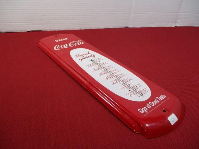 Coca-Cola Metal Art Deco Style Advertising Thermometer
