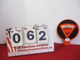 Oilzum Porcelain Advertising License Plate Topper