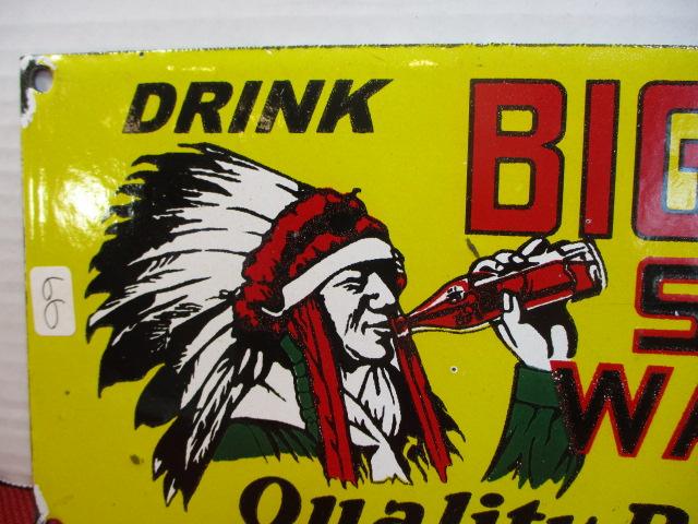 "Big Chief Soda Water" Porcelain Advertising Sign