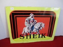 Sheik Prophylactics Embossed Metal Advertising Sign
