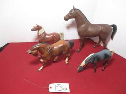 Scale Model Plastic Painted Horses-Lot of 4