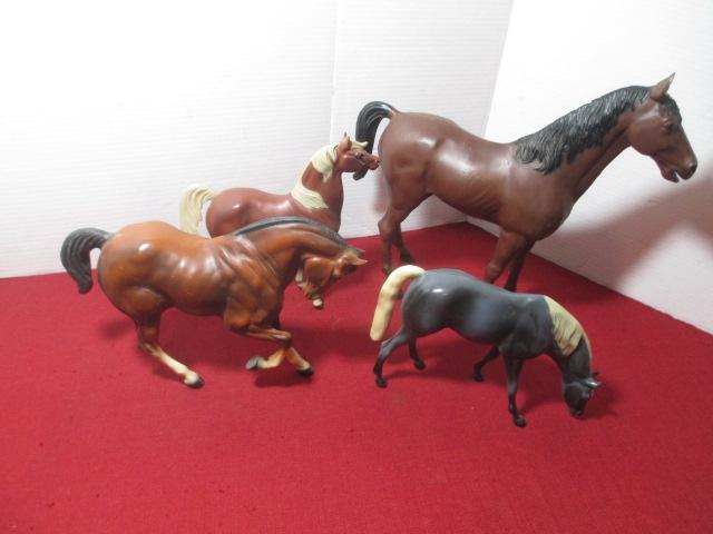 Scale Model Plastic Painted Horses-Lot of 4