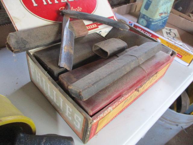 Antique Barber Shop Straight Razors and Sharpening Stones