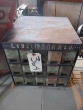 E. Edelman & Co. Original Brass Fitted Parts Cabinet w/Contents