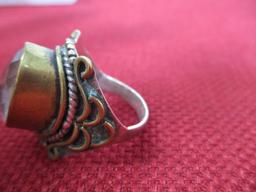 Sterling Silver with Brass Renaissance Style Ring with Stone