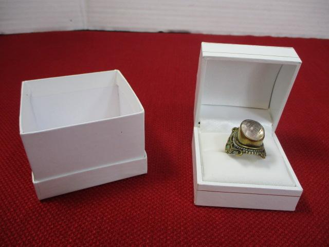 Sterling Silver with Brass Renaissance Style Ring with Stone