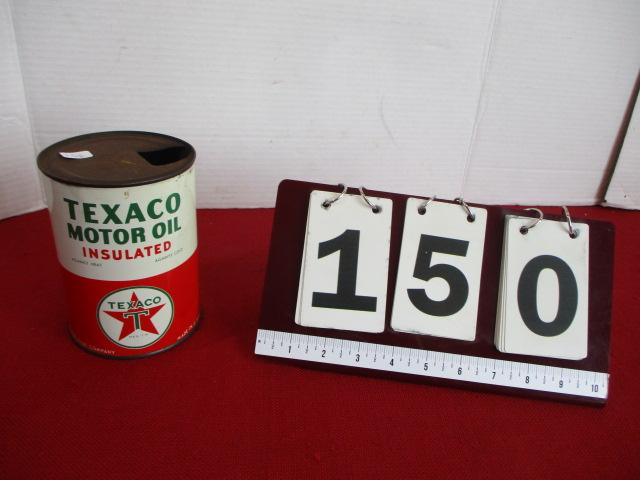 Texaco Motor Oil Metal Advertising Can