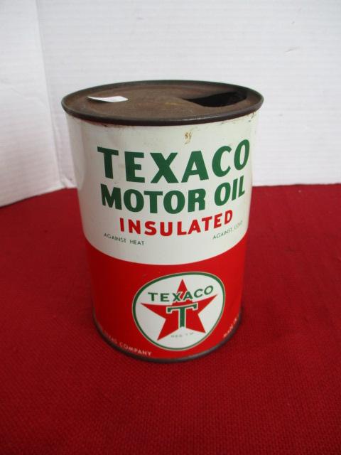 Texaco Motor Oil Metal Advertising Can