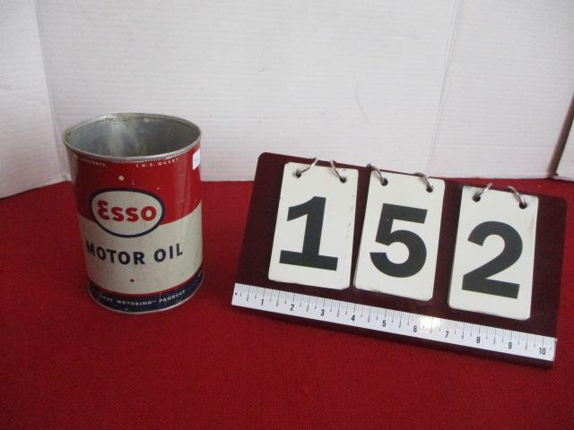 Esso Motor Oil Metal Advertising Can