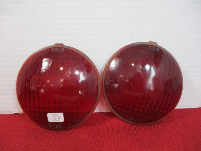 L.L. Co. 1968 #2966 4" Red Taillight Glass Lenses Pair