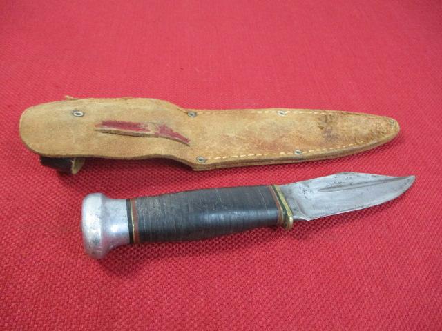 *Early Marbles Leather Handle Knife with Sheath