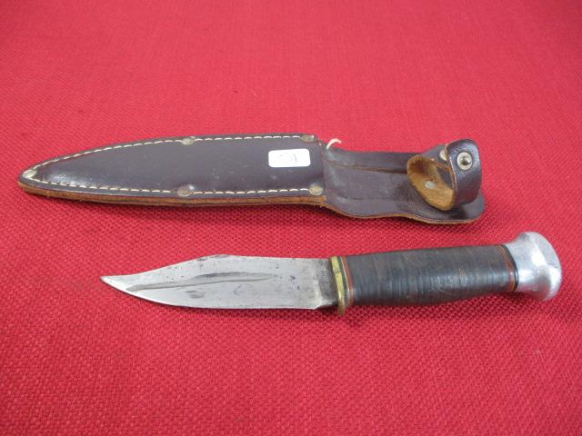 *Early Marbles Leather Handle Knife with Sheath