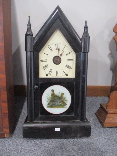 Seth Thomas 8-Day Spring Clock w/ Reverse Painted Grouse Face