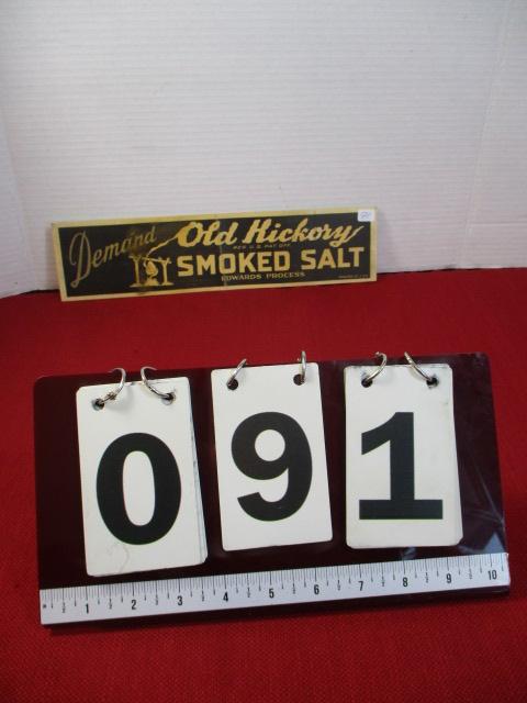 Old Hickory Smoked Salt advertising Sign