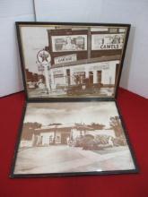 Pair of Early Framed Gas Station Photos