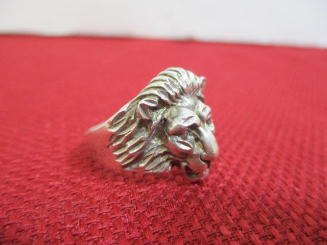 Sterling Silver Lion Head Ring