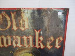 *SPECIAL ITEM-Schlitz Brewery Early Old Milwaukee Brew Tin Advertising Sign