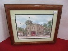 Mark Mueller Signed & Numbered Hand Colored Lithograph-Racine Firehouse