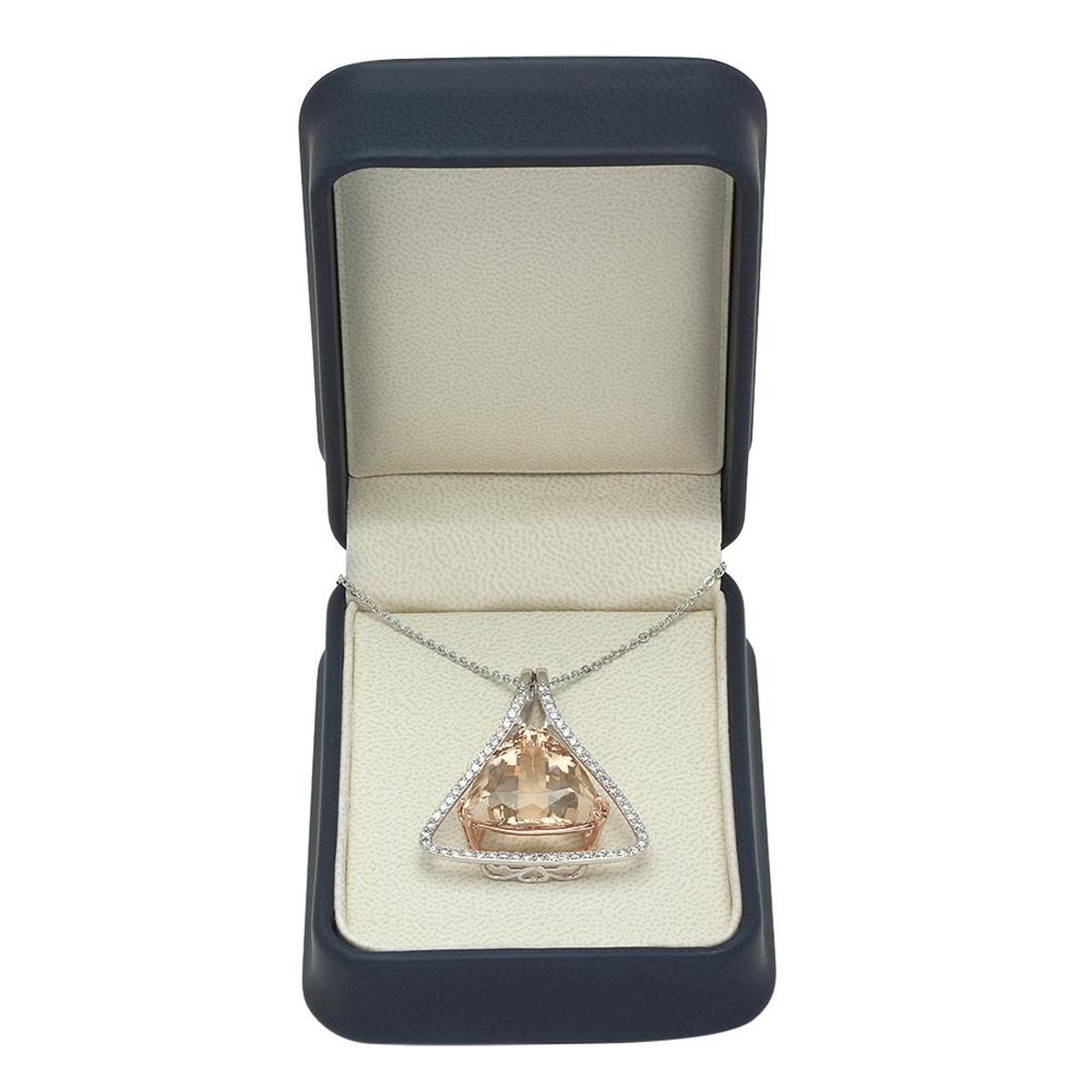 14K Gold 23.99ct Morganite 1.03ct Diamond Pendant