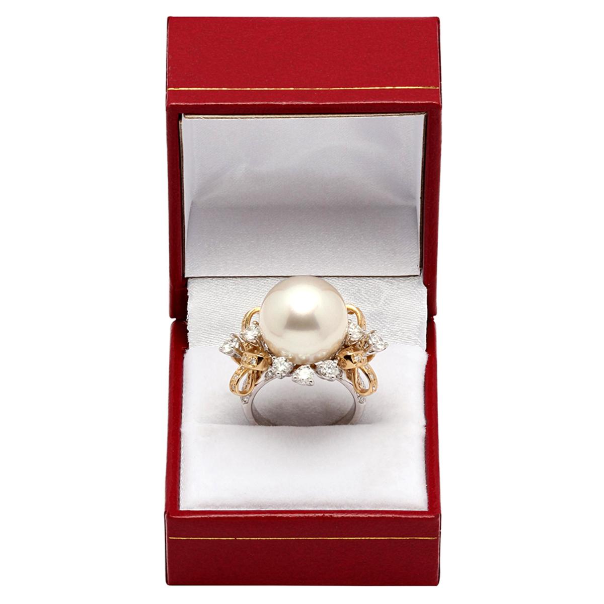 14k White & Yellow Gold 14mm Pearl 2.27ct Diamond Ring