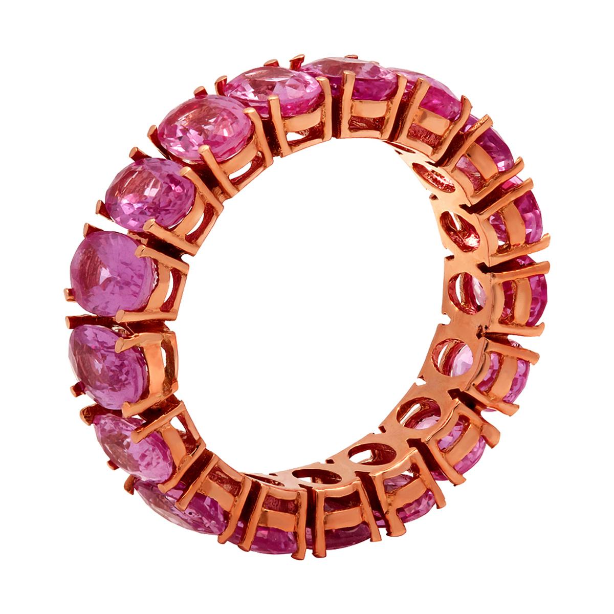 14k Rose Gold 10.25ct Pink Sapphire Eternity Band Ring