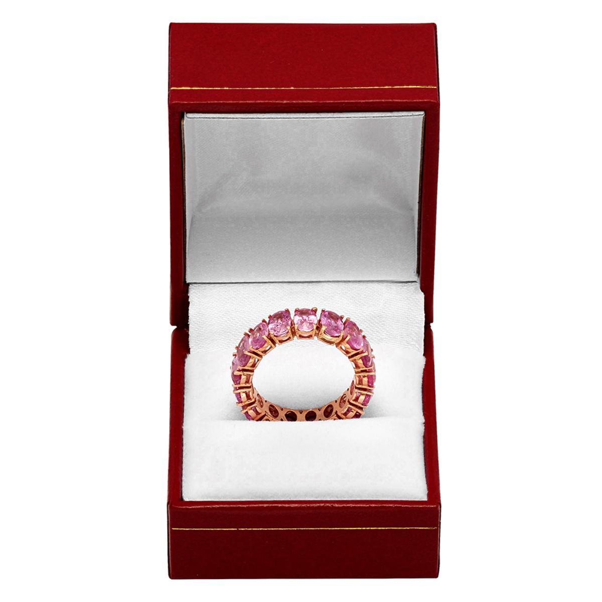 14k Rose Gold 10.25ct Pink Sapphire Eternity Band Ring