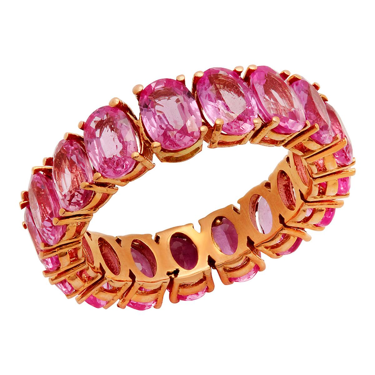 14k Rose Gold 11.12ct Pink Sapphire Eternity Band Ring