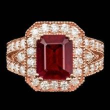 14K Rose Gold 5.18ct Ruby and 1.52ct Diamond Ring
