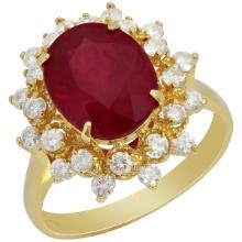 14k Yellow Gold 5.07ct Ruby 0.73ct Diamond Ring