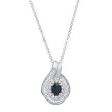 18K White Gold Setting with 0.64ct Sapphire and 1.04ct Diamond Pendant