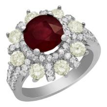 14k White Gold 3.06ct Ruby 1.86ct Diamond Ring