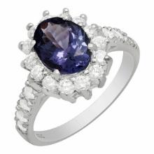 14k White Gold 1.79ct Tanzanite 0.80ct Diamond Ring