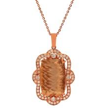 14k Rose Gold 32.96ct Morganite 1.89ct Diamond Pendant