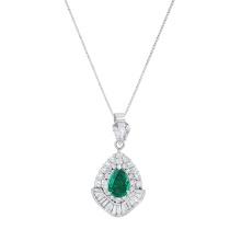 Platinum and 10K White Gold Setting with 1.41ct Emerald and 0.86ct Diamond Pendant