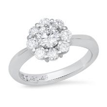 Platinum Setting with 0.39ct Center Diamond and 0.48ct Diamond Halo Ladies Ring