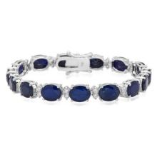 18K Gold 27.47ct Sapphire 1.43ct Diamond Bracelet