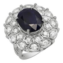 14k White Gold 9.31ct Sapphire 1.75ct Diamond Ring