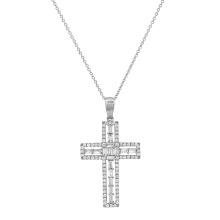 18K White Gold Setting with 0.73ct Diamond Cross Pendant