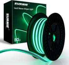 SURNIE LED Neon 50ft LED Strip Lights Waterproof 110V Flexible Cuttable Rope Light, $89.99 MSRP