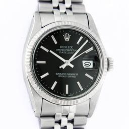 Rolex Mens Stainless Steel Black Index 36mm Datejust Wristwatch With Jubilee Ban