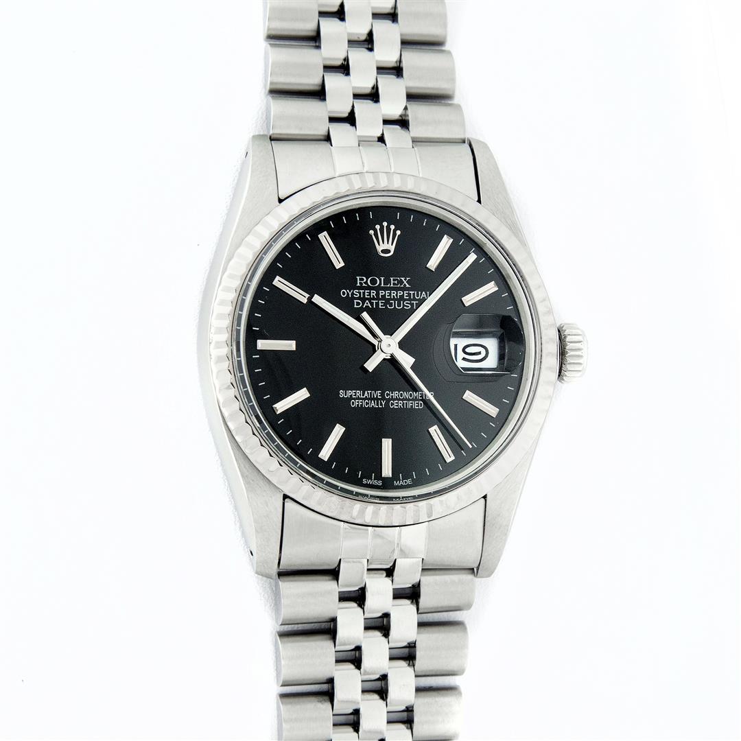 Rolex Mens Stainless Steel Black Index 36mm Datejust Wristwatch With Jubilee Ban