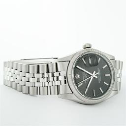 Rolex Mens Stainless Steel Black Index 36mm Datejust Wristwatch With Jubilee Ban