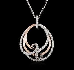 0.80 ctw Diamond Pendant With Chain - 14KT Two-Tone Gold