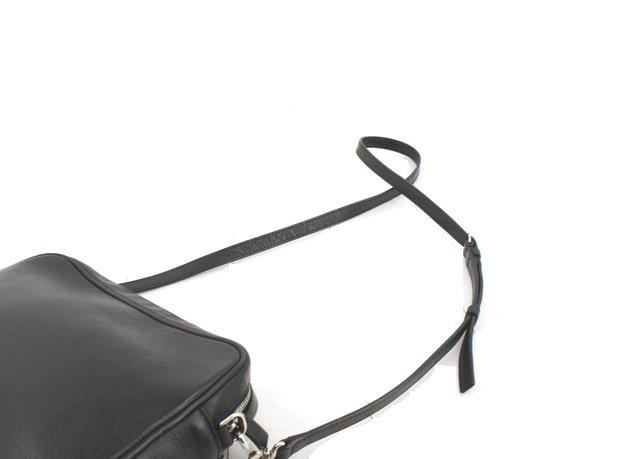 Balenciaga Black Leather Logo-Print Messenger Shoulder Bag