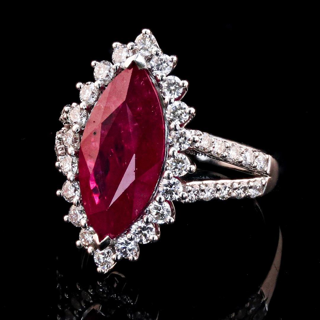 3.73 ctw Ruby and 1.06 ctw Diamond Platinum Ring (GIA CERTIFIED)