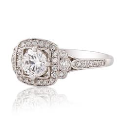 0.70 ctw VS2 CLARITY D COLOR CENTER Diamond Platinum Ring (1.05 ctw Diamonds) GI